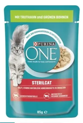 Produktbild von Purina One Nassfutter für Katzen, Truthahn und Grüne Bohnen, 85g
