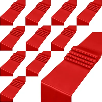 Imagen del producto de TRANKIELO® - 12 manteles individuales rojos de satén, de 30 cm x 275 cm – decoración de lujo para bodas, fiestas y cenas