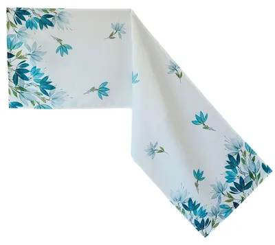 Produktbild von Tischwäsche Tischläufer Druck Blätterreigen weiß Sommer Tischdeko 40 x 140 cm