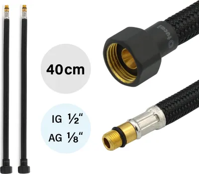 Immagine prodotto di 2x tubo flessibile DN8 IG 1/2"-M10x1 400mm nero e nero opaco