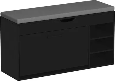 Produktbild von Schuhbank Vicco Solino Schwarz/Grau 90 x 50 cm mit Sitzfläche, Model 57940