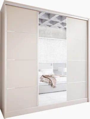 Produktbild von Schiebeschrank mit Spiegel und Schubladen ELII D 180 kaschmir Schlafzimmerschrank Garderobenschrank