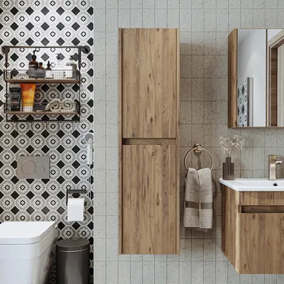 Produktbild von Roomart ATRIA-85 Badmöbel Hochschrank 35 cm breit, Eiche