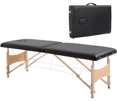 Immagine prodotto di Lettino per Massaggio Portatile e Regolabile con Cuscino Rimovibile e Borsa, 186x60x58-81 cm, Nero