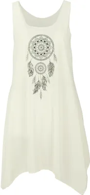 Produktbild von Minikleid mit Ethnodruck - Creme / Traumfänger, Damen, Weiß, Polyester, Kleider