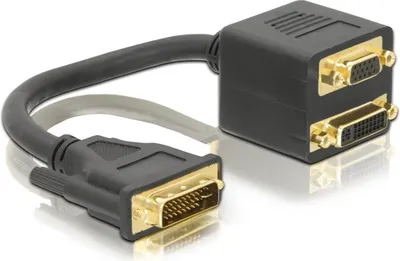 Produktbild von Adapter DVI 24+5 Stecker zu DVI 24+5 + VGA Buchse, Good Connections®