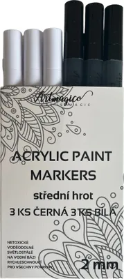 Obrázek produktu pro Artmagico akrylový popisovač sada černá a bílá 2-3 mm