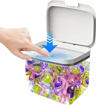 Produktbild von 45 l Waschmittel- und Waschpulver-Beutelbox für Waschräume - Aufklappbeutelhalter für Waschemiddelaufbewahrung