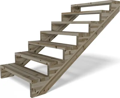 Produktbild von Terrassentreppe Kiefer kesseldruckimprägniert Treppe mit Stufen Wangentreppe  Größe: 7-stufig Breite: 95 cm