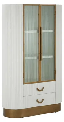 Image de Vitrine en bois blanche et marron cm 85x40x160