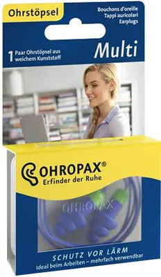 Produktbild von OHROPAX Multi, Wiederverwendbarer Ohrstöpsel, Blau, Kunststoff, Box, 1 Stück(e)