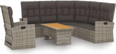 Obrázek produktu pro vidaXL 3dílná zahradní lounge souprava s polštáři Grey Poly Rattan