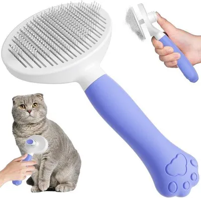 Obrázek produktu pro Samočisticí kartáč na srst domácích mazlíčků s ergonomickou rukojetí pro kočky a psy