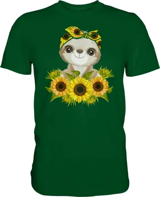 Produktbild von Faultier Sonnenblumen T-Shirt Garten Motiv Gärtner Geschenk – Bottle Green / L