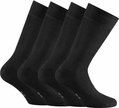 Produktbild von Rohner Basic Uni Socken, 4er Pack - Bambus, Kurzsocken Schwarz 39-42