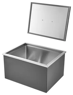 Image de Glacière encastrable SucceBuy (558 x 430 x 345 mm) en acier inoxydable, refroidisseur à encastrer de 42,9 litres avec couvercle, pour une utilisation en extérieur, comprenant un kit de tuyau de vidange, idéale pour les boissons fraîches comme le vin et la bière