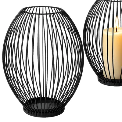 Produktbild von Kerzenhalter Metall Windlicht Schwarz Industrial Loft 18x16 cm Deko Kerzenständer Laterne