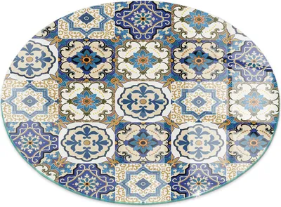 Produktbild von Glasbodenplatte für Fi 90 cm – Kaminofen – Kaminplatte Glas – Schutzglas – Funkenschutzplatte –Glasbodenplatte Feuerfeste – Hitzeschutzplatte – Bodenschutz aus Glas – Mosaikmuster mit Blumen