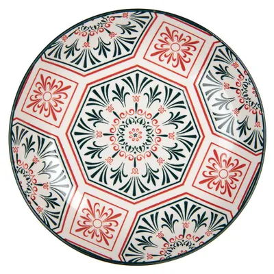 Zdjęcie produktu dla Clayre & Eef Talerz śniadaniowy Ø 21x3 cm biało-czerwony ceramiczny