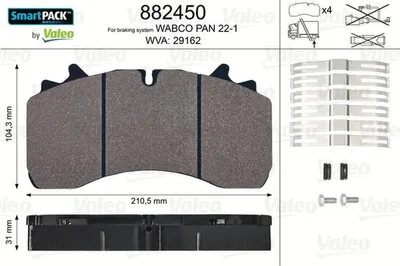 Produktbild von VALEO Bremsbeläge Satz Vorne 882450