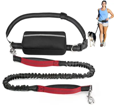 Joggingleine für Hunde mit Bauchgurt, reflektierend, elastisch, rot