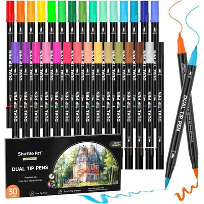 Produktbild von Dual Brush Pen Set 30 Farben Pinselstifte Filzstifte für Handlettering Kalligraphie Malen