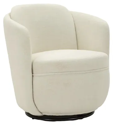 Immagine prodotto di Poltrona Girevole Torino Crema 70x72x75 cm - Sedia relax di design con base rotante, struttura in ferro e legno, stile moderno e confortevole