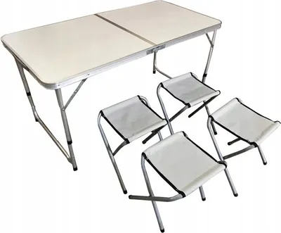 Produktbild von Ekspand | Camping Set - Klapptisch 120x60 mit 4 Stühlen - Ideal für Outdoor-Aktivitäten - Platzsparend und praktisch