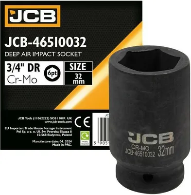 Produktbild von JCB | Steckschlüssel-Einsatz Sechskant 3/4" 32mm, für Schlagschrauber, Tiefe Schlag Stecknuss, Schlagnuss