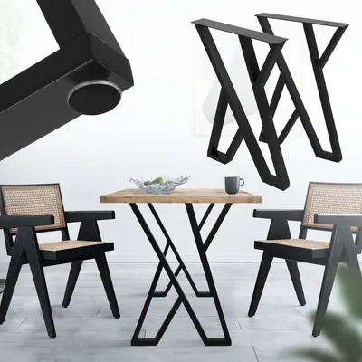 Obrázok produktu pre ML-Design 2 stolové nohy, Š50xV71 cm, stolové podnože v tvare X, oceľ s práškovým nástrekom, čierna farba, priemyselný dizajn, podnož na jedálenský stôl/pracovný stôl