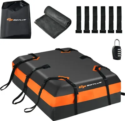 Produktbild von GOPLUS 424L Auto Dachbox, Faltbare & wasserdichte Dachtasche mit Anti-Rutsch-Matte, Schloss & 6 Türhaken, Dachkoffer für alle Fahrzeuge mit/ohne Gepäckträger