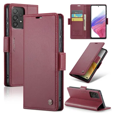 Image de Galaxy A53 5G Housse, Portefeuille en cuir Porte-carte Housse avec fonction stand pour Samsung Galaxy A53 5G Rouge