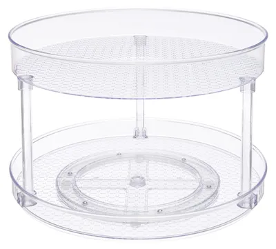 Image de A. Plateau tournant rotatif, 2 niveaux, transparent, organisateur, 30,5 cm