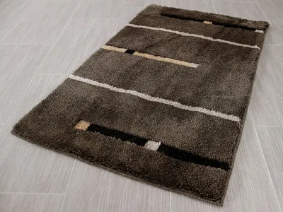 Produktbild von Pacific Badteppich Kabara Braun Streifen in 5 Größen, Größe:55x55 cm WC-Vorleger mit Ausschnitt