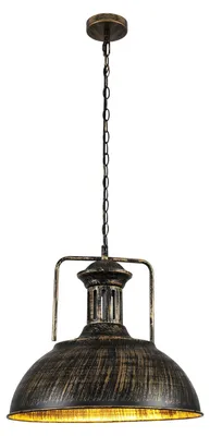 Zdjęcie produktu dla Lampa wisząca przemysłowa Vintage, lampa wisząca retro do jadalni, metalowa, z regulacją wysokości, oprawa sufitowa E27, do jadalni, kuchni, kolor czarny i złoty