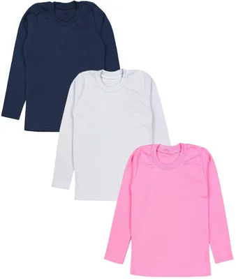 Produktbild von TupTam Mädchen Langarmshirt 3er Pack Langarm Unterhemden Basic Unterwäsche Shirts Unterhemd , Farbe: 3er Pack Dunkelblau / Rosa / Grau, Größe: 110