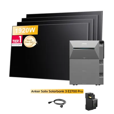 Produktbild von Powerness® Balkonkraftwerk mit Speicher,Anker SOLIX Solarbank 3 E2700 Pro Speicher mit 2x BP2700 Erweiterungsakku,4x 480W Module & Smartmeter