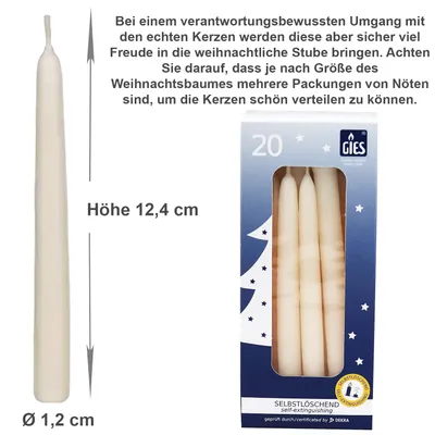 Produktbild von 200 (10x20) Gies Baumkerzen, selbstlöschend, creme