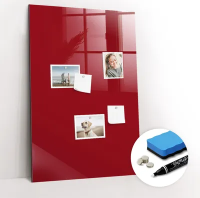 Produktbild von Magnetpinnwand Memoboard - Zubehörsatz - Weißer Marker + Schwamm + Magnete - 60 x 90 cm - Rote Farbe