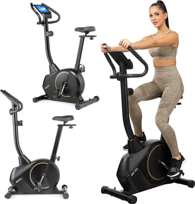 Image de Gymtek Vélo d'appartement magnétique, vélo pour la maison - jusqu'à 135kg - 8 niveaux de résistance, masse d'inertie 9kg - écran LCD - pour Home Gym Fitness