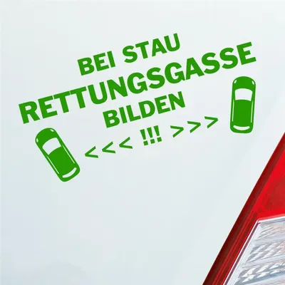 Produktbild von Auto Aufkleber Bei Stau Rettungsgasse bilden! Feuerwehr Leben retten 19x9 cm Hellgrün Sticker Heckscheibenaufkleber