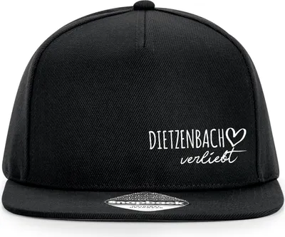 Produktbild von Huuraa Cappy Mütze Dietzenbach verliebt Black Polyester Snapback Kappe Geschenkidee