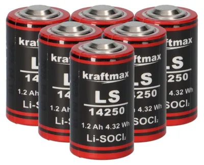 Produktbild von 6x Kraftmax Lithium 3,6V Batterie LS14250 1/2 AA - Zelle ER14250 Li-SOCl2