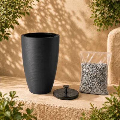 Produktbild von Solar Springbrunnen Premium Set mit Akku - anthrazit, Ø 39 x 58 cm