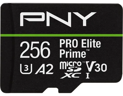 Produktbild von PNY PRO Elite Prime, 256 GB, MicroSDXC, Klasse 10, UHS-I, 200 MB/s, 150 MB/s