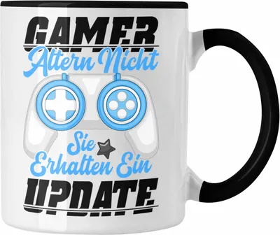 Produktbild von Trendation - Gamer Tasse Geschenk Jungen Zocker Mitbringsel Männer Zocken Gaming Geschenkideen PC Kinder Zubehör Spruch Lustig Geburtstagsgeschenk (Schwarz)