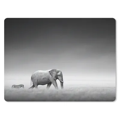 Produktbild von MuchoWow® Mauspad Mousepad Elefant - Tiere - Landschaft - Schwarz und weiß - Zebra 23x19 cm - Mousepads - Maus Mat - Pad - Mausunterlage - Schreibtischunterlage - Mauspad