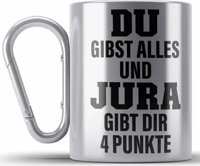 Produktbild von Trendation - Jura Geschenk Edelstahl Tasse Karabiner mit Spruch für Jurist Juristin Geschenkideen Lustig für Staatsexamen (Silber)