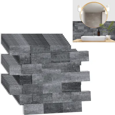 Produktbild von XMTECH 10 Blatt PVC Wandfliesen zum Fliesenaufkleber für Küche, Badezimmer, Waschtisch, Kamin-Dekor, Selbstklebende Wandaufkleber Klebefliesen, Type D