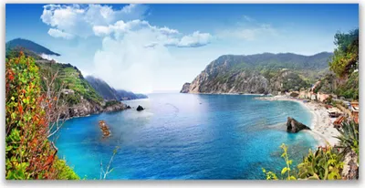 Produktbild von Glasbilder 140x70 Wandbild Druck auf Glas Bucht Landschaft